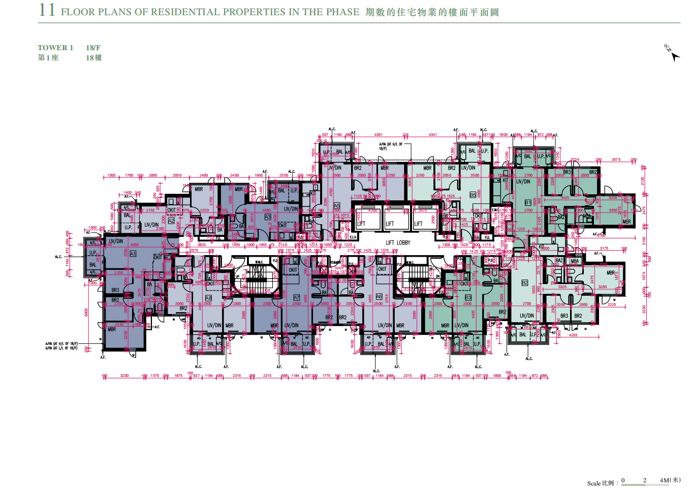 上然 Le Mont 標準層平面圖 - 大埔南半山低密度住宅戶型設計